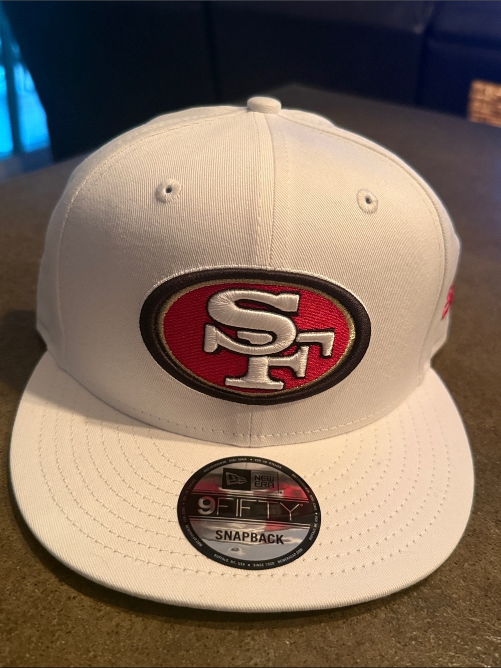 New Era White San Francisco 49ers 9FIFTY Snapback Hat with Red Logo